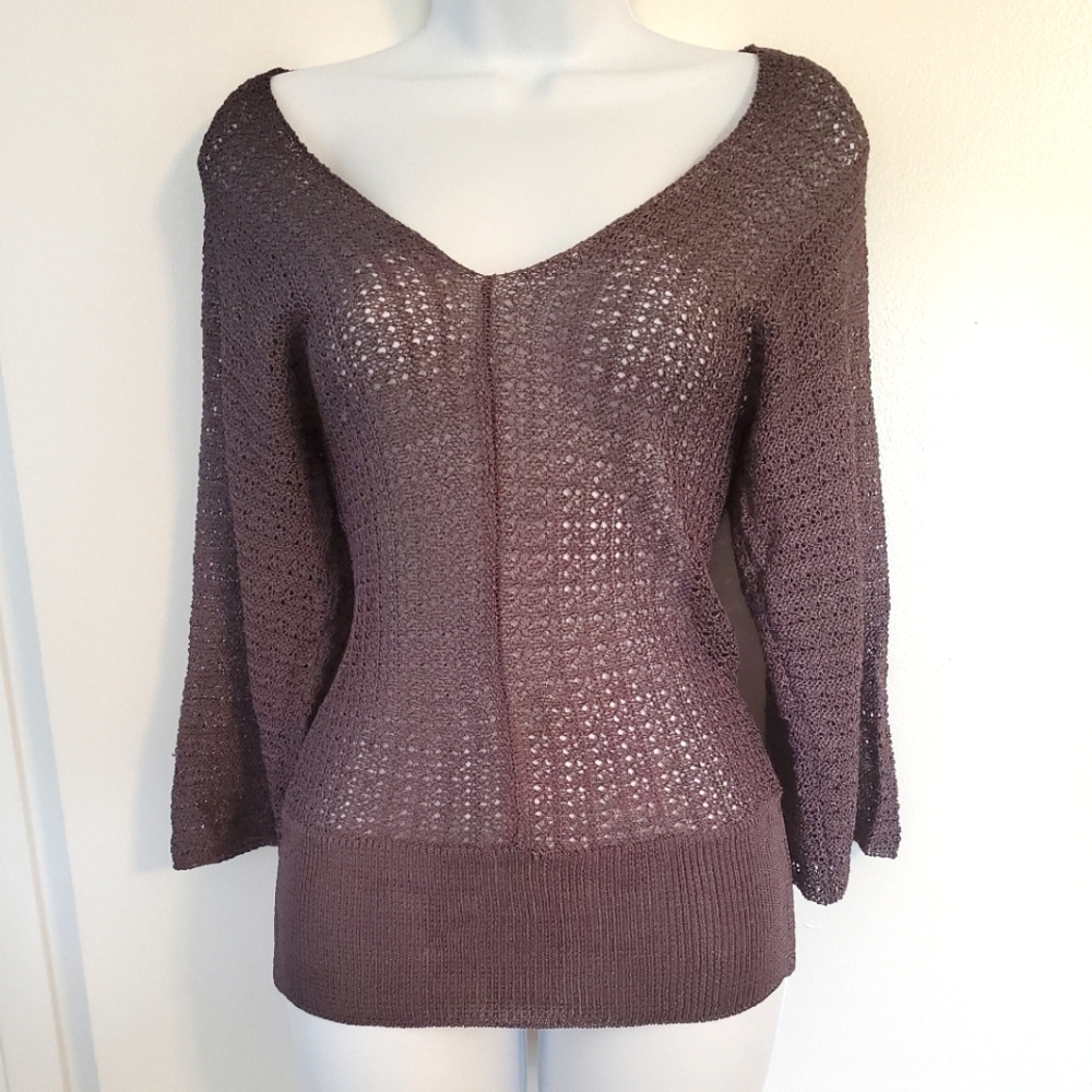Charlotte Russe Grey Purple Knit Top Size Medium
